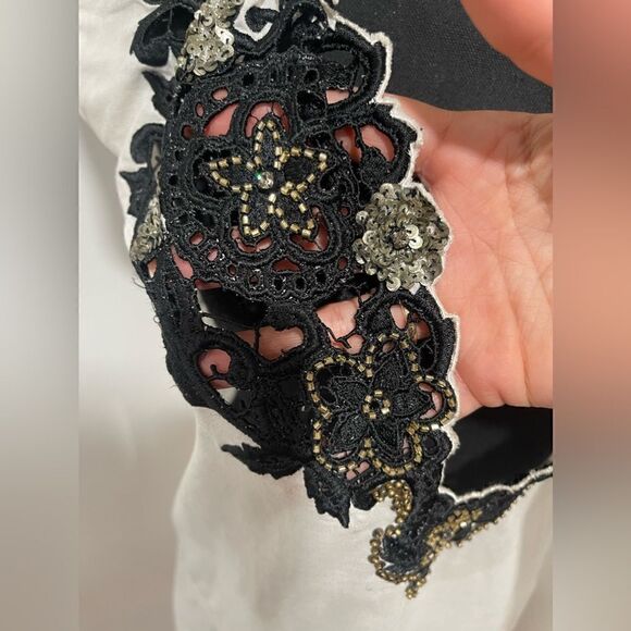 Pinko Top with Black, Gold & Silver Embroidery - Picture 3 of 14